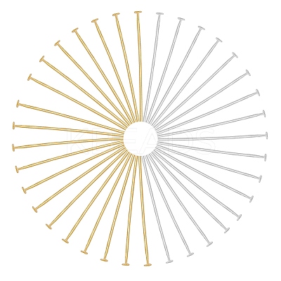 500Pcs 2 Colors Brass Flat Head Pins KK-SC0005-30B-1