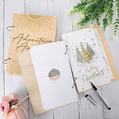 1 Set Wooden 2-Ring Loose Leaf Binder Postcard Phote Album Cover DIY-SD0001-02D-1