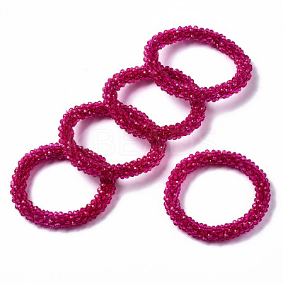 Faceted Transparent Glass Beads Stretch Bracelets BJEW-S144-002F-03-1