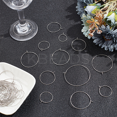 48Pcs 6 Sizes 316L Surgical Stainless Steel Hoop Earring Findings STAS-LP0001-06-1