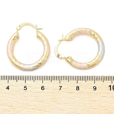 Brass Two Tone Twist Hoop Earrings LS-EJEW-B117-06B-M-1