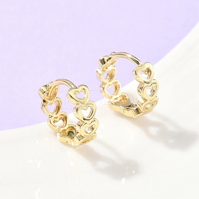 Hollow Heart Brass Hoop Earrings EJEW-Z102-17G-1