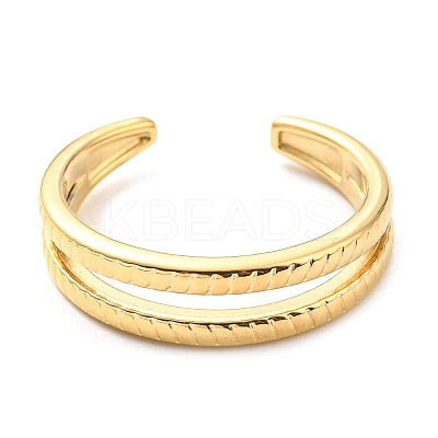 304 Stainless Steel Textured Open Cuff Ring for Women RJEW-C016-18G-1