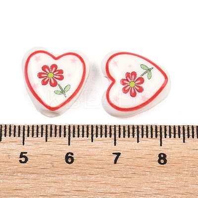 Floral Printed Porcelain Beads PORC-A033-01A-1