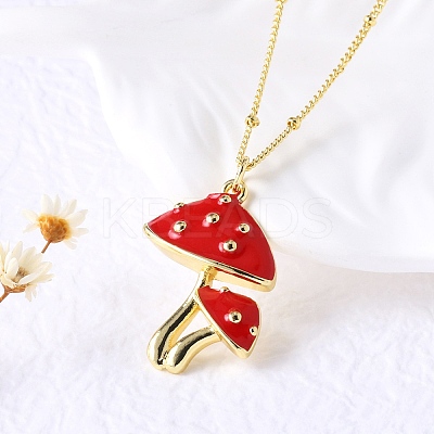 Brass FireBrick Enamel Pendant Necklaces for Women NJEW-U042-01B-G-1