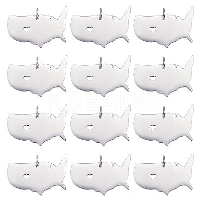 12Pcs 201 Stainless Steel Pendants STAS-UN0036-65-1
