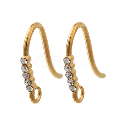 304 Stainless Steel Rhinestone Earring Hooks STAS-D310-01G-02-1