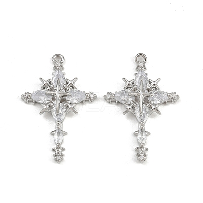 Brass Micro Pave Cubic Zirconia Pendants KK-K407-21P-1
