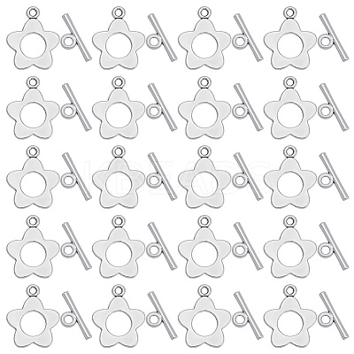 100Pcs Flower Tibetan Style Alloy Toggle Clasps FIND-SC0008-10-1