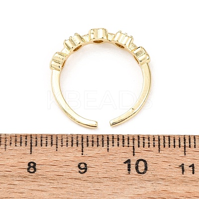 Heart Brass Micro Pave Cubic Zirconia Cuff Rings for Women RJEW-L334-03G-1