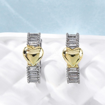 Brass Micro Pave Clear Cubic Zirconia Hoop Earrings EJEW-H158-20A-GP-1