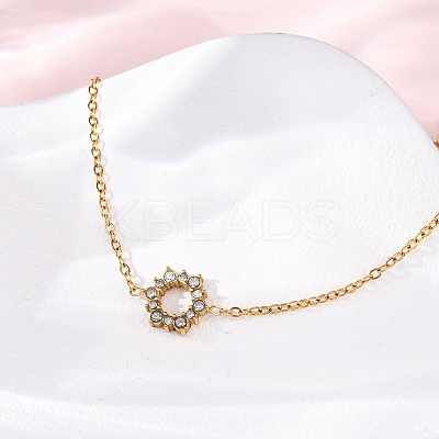 Sunflower 304 Stainless Steel Link Bracelets for Women BJEW-R027-01G-1