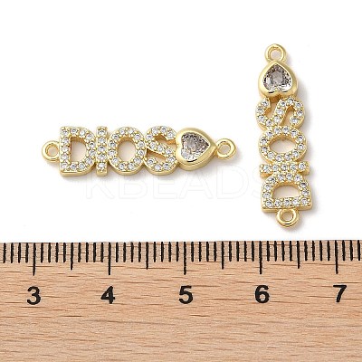 Rack Plating Brass Pave Clear Cubic Zirconia Connector Charms X-KK-K332-39G-1