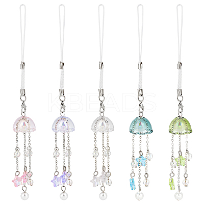 Glass Flower Pendant Decoration HJEW-AB00462-1