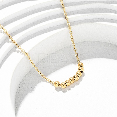 304 Stainless Steel Round Ball Beads Pendant Necklaces for Women NJEW-K255-50G-1