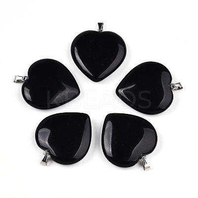 Natural Obsidian Pendants X-G-S364-006F-1