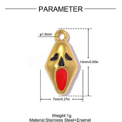 304 Stainless Steel with Enamel Charms SA-OY001-89G-1