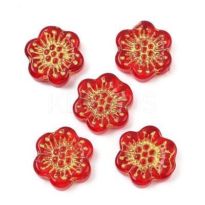 Baking Paint and Golden Metal Enlaced Glass Beads DGLA-T004-09H-1