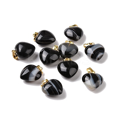 Natural Black Agate Pendants G-I311-A16-G-1