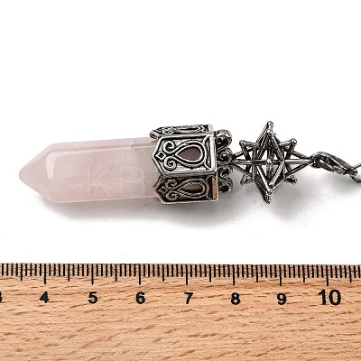 Natural Rose Quartz Faceted Bullet Pointed Dowsing Pendulums G-B149-14AS-08-1