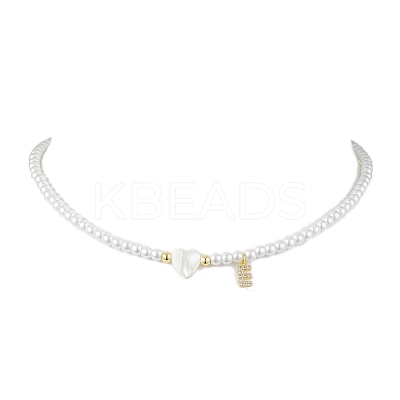 Brass Micro Pave Grade AAA Cubic Zirconia Letter Pendant Necklaces NJEW-JN04771-05-1
