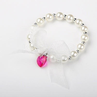 Acrylic Round Beaded Kids Stretch Bracelets BJEW-JB01389-1