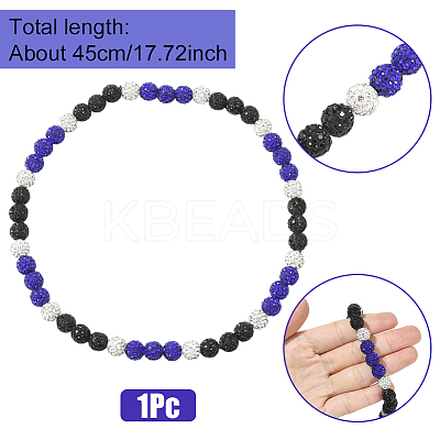 1Pc Polymer Clay Rhinestone Round Beaded Stretch Necklaces NJEW-SP0001-14K-1