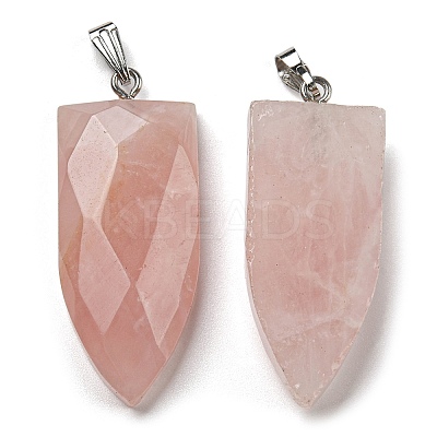 Natural Rose Quartz Pointed Pendants G-M405-07P-03-1
