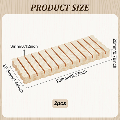 2Pcs Rectangle Wooden Card Slotted Display Stands AJEW-FG0005-78-1