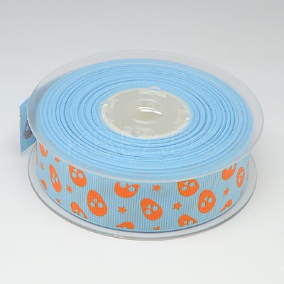 1 inch(25mm) Skull Printed Grosgrain Ribbon Gift Package DIY Hairbow Ribbon SRIB-D006-25mm-01-1