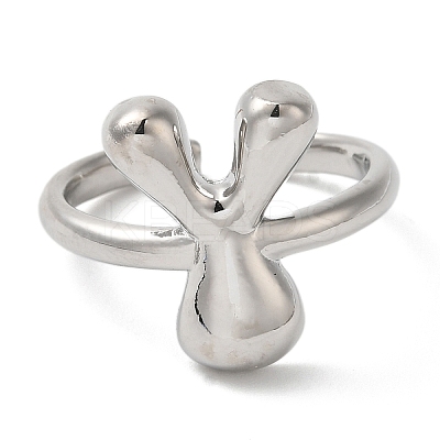 Initials Brass Open Cuff Ring for Women RJEW-N046-02Y-P-1