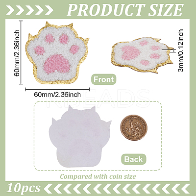 10Pcs Polyester Paw Print Iron on/Sew On Patches PATC-FG0002-76-1
