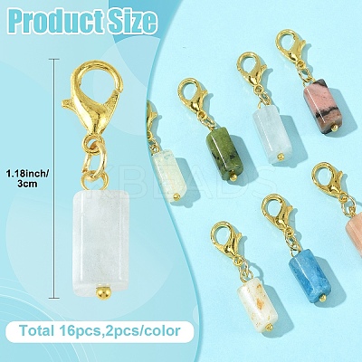 16Pcs 8 Colors Natural Gemstone Pendant Decorations HJEW-YW00209-1