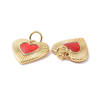 Heart Brass Enamel Pendants X-KK-G435-07G-01-1