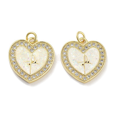 Brass Micro Pave Clear Cubic Zirconia Pendants KK-L213-015G-1