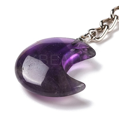 Reiki Natural Amethyst Moon Pendant Keychains KEYC-P015-01P-12-1