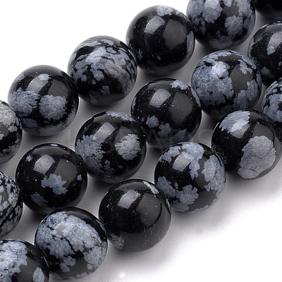 Natural Snowflake Obsidian Beads Strands G-S259-20-10mm-1