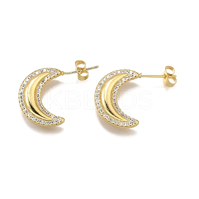 Brass Micro Pave Clear Cubic Zirconia Stud Earrings for Women EJEW-U056-03G-1