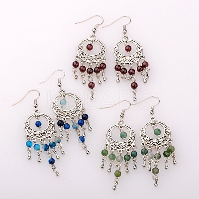 Trendy Dangling Gemstone Earrings EJEW-JE01234-1