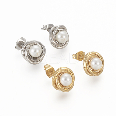304 Stainless Steel Stud Earrings EJEW-F246-02GP-1