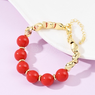 Brass Bead Bracelets BJEW-C112-09G-1