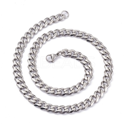 Non-Tarnish Men's 304 Stainless Steel Curb Chain Necklaces NJEW-I248-06A-P-1