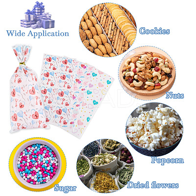 45Pcs 3 Styles Heart Print Plastic Cookies Storage Bags ABAG-TA0001-22-1