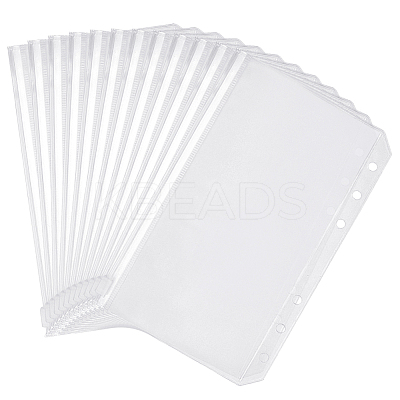 Transparent PVC 6-Ring Binder Zip Top Storage Bags ABAG-WH0038-48A-1