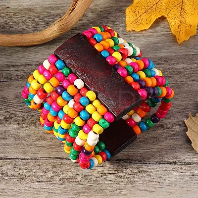 Bohemia & Ethnic Style Wood Stretch Bracelets for Women WG33998-15-1