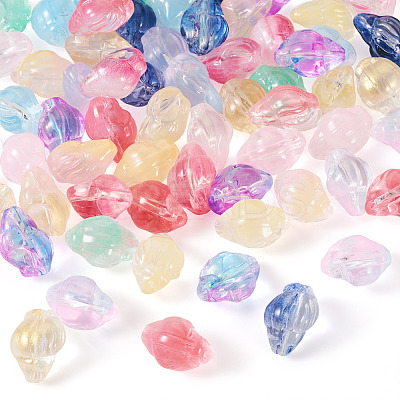 66Pcs 11 Colors Transparent Spray Paint Glass Beads GLAA-TA0003-18-1