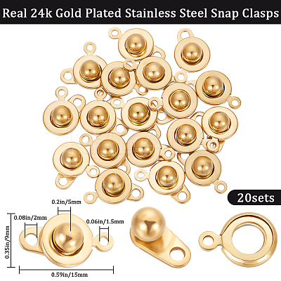 20Pcs 201 Stainless Steel Snap Clasps STAS-BBC0005-88A-1