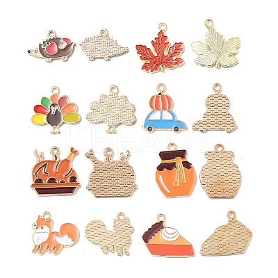 16Pcs 8 Styles Thanksgiving Day Alloy Enamel Pendants ENAM-FP0001-69-1
