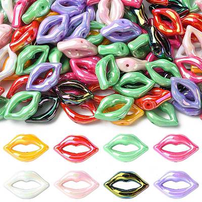 100Pcs UV Plating Opaque Acrylic Beads PACR-CJ0001-50-1