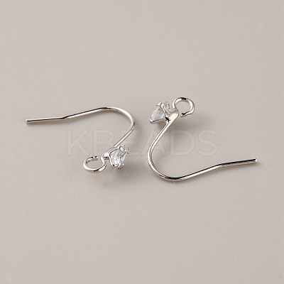 Brass Micro Pave Clear Cubic Zirconia Earring Hooks KK-WH0047-96P-1